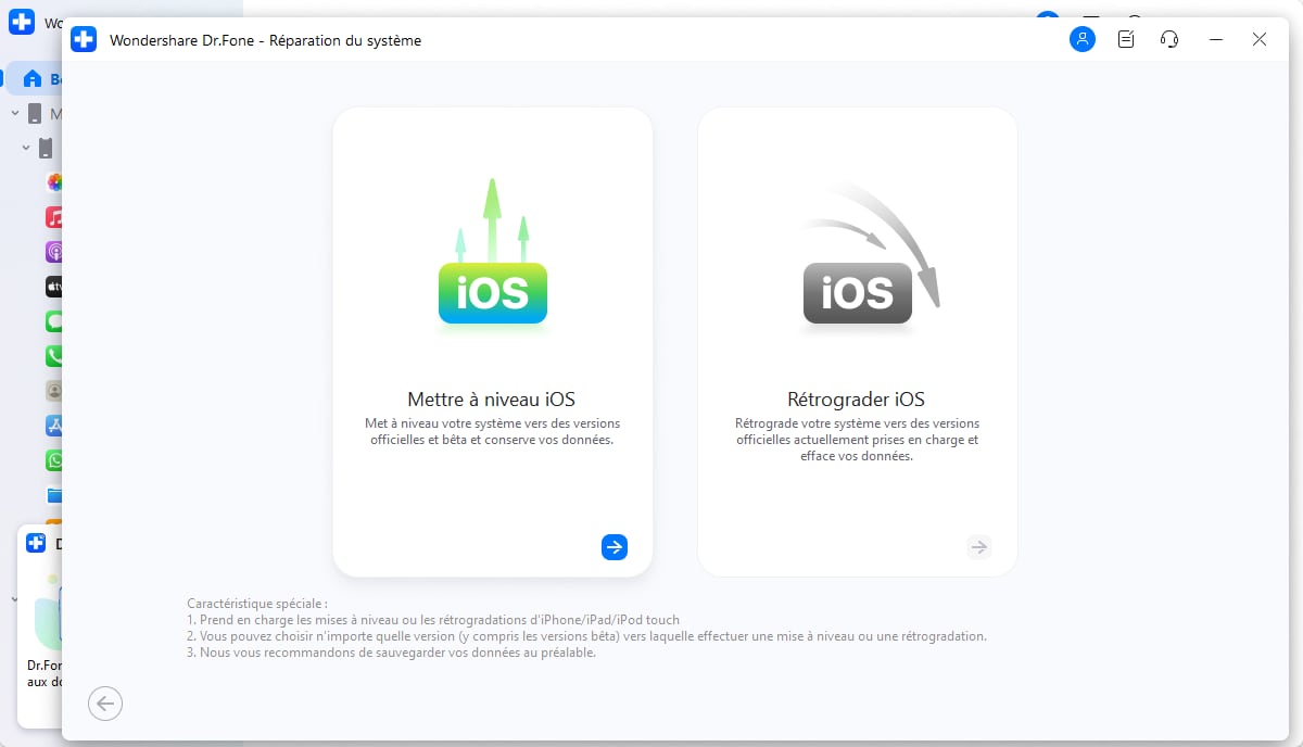 poursuivre la mise à niveau de l'iOS