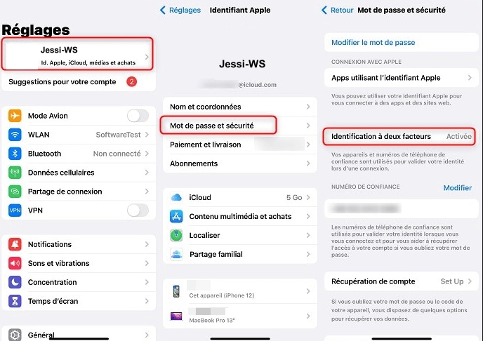 sélectionnez l'option de modification du mot de passe sur iPhone
