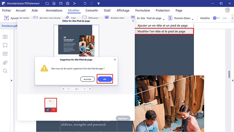 supprimer le pied de page d'un pdf